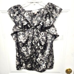 Ann Taylor Loft Petites. Back and Gray Floral pattern. Small Petitie.
